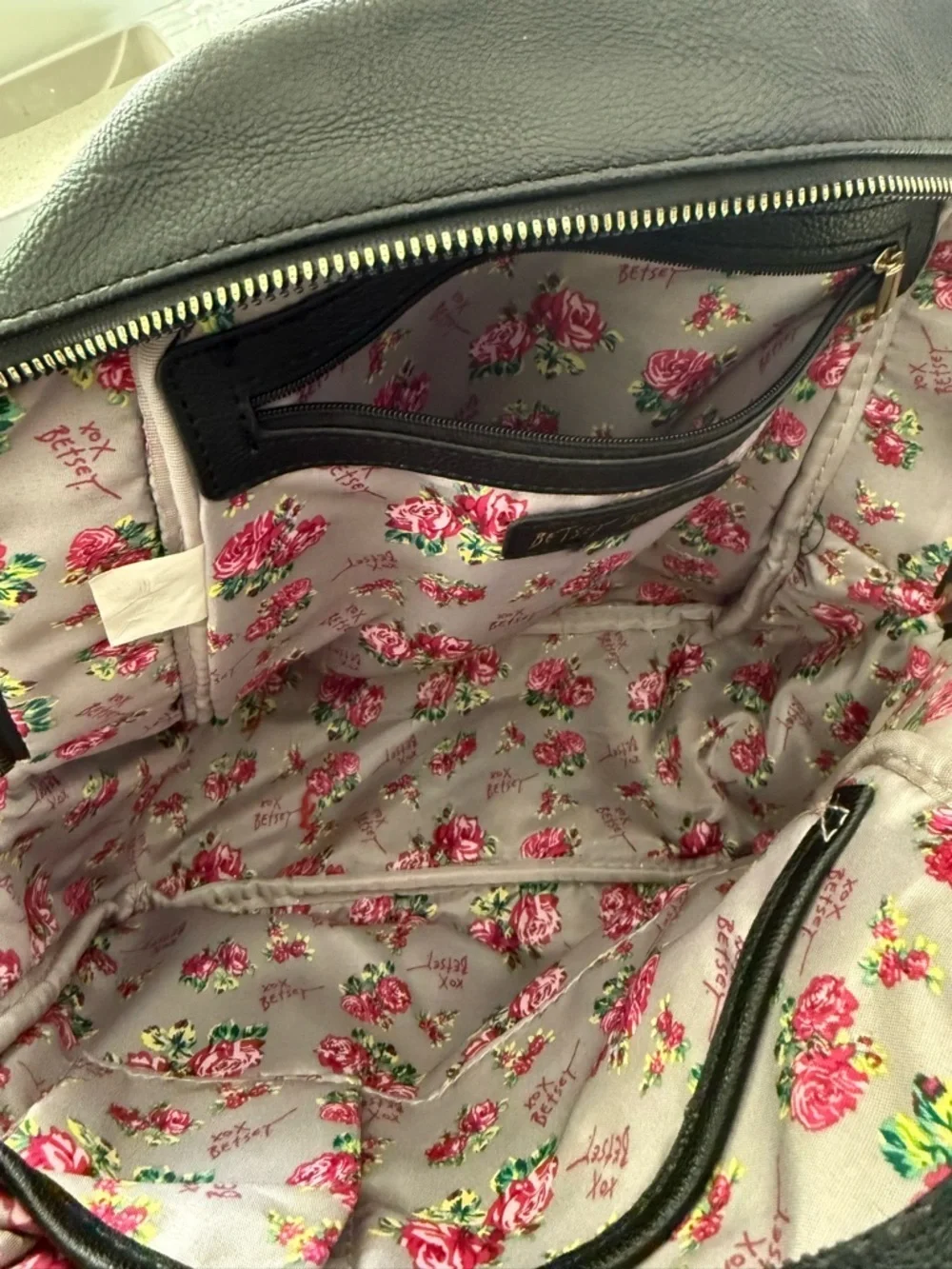 Betsy Johnson BLack Studded Bow Miniature Floral Polka Dot Backpack  Kitsch